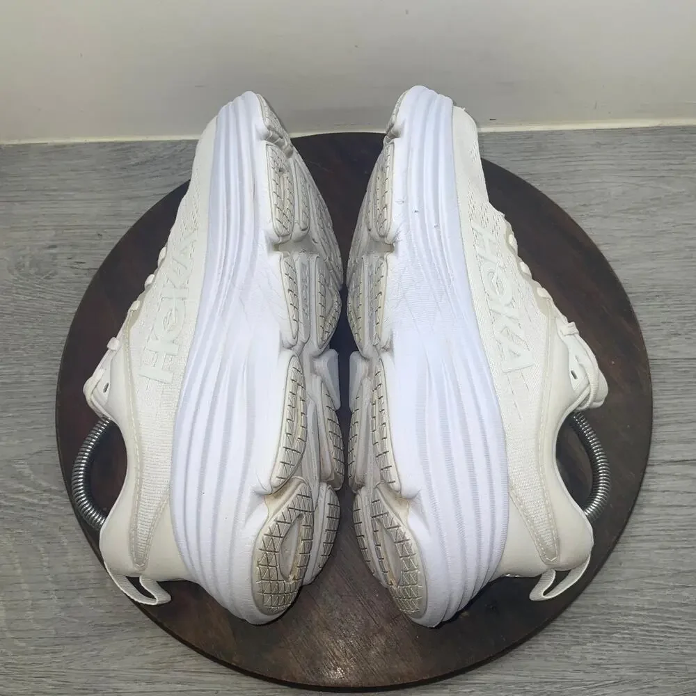 Hoka One One Bondi 8 Womens Size 8.5 White Athletic Running Shoes Sneakers